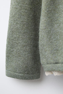 ZARA СВИТЕР С АЖУРНЫМИ ВСТАВКАМИ, СВЕТЛО-ЗЕЛЕНЫЙ