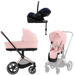 Коляска Cybex Priam IV Rosegold complete Cloud G Ocean Blue Plus Base G 3 в 1 Peach Pink