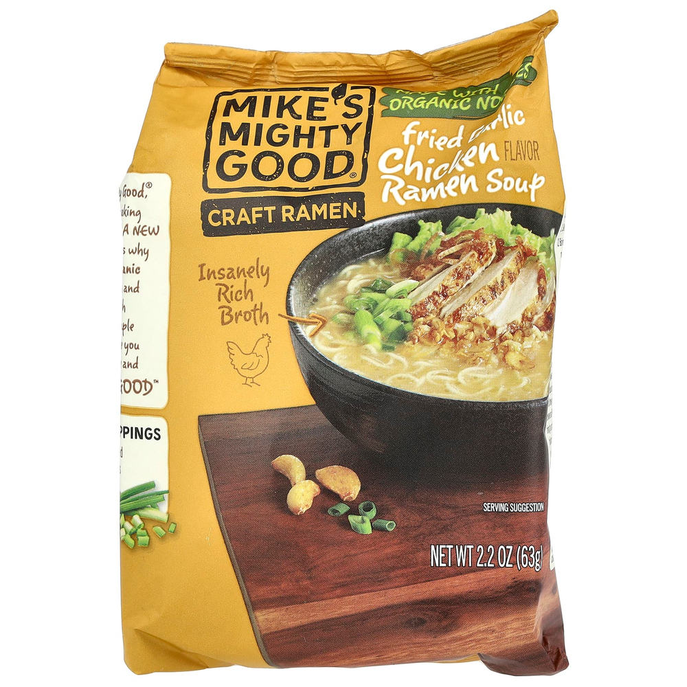 Mike's Mighty Good, Craft Ramen, суп с жареным чесноком и курицей, 63 г (2,2 унции)