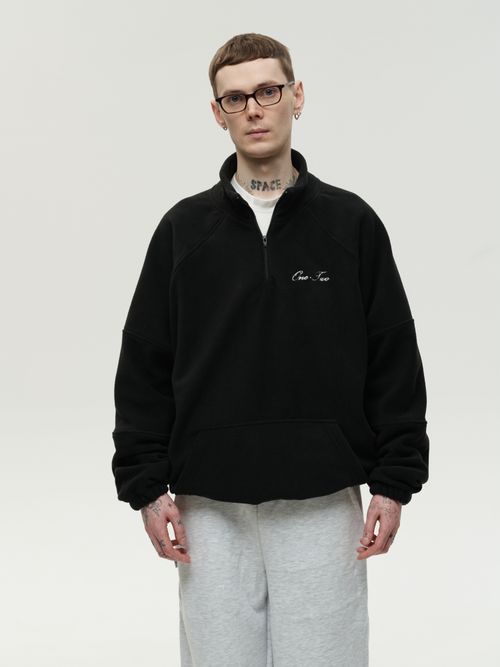 Толстовка One Two Drawstring Half-Zipped черная