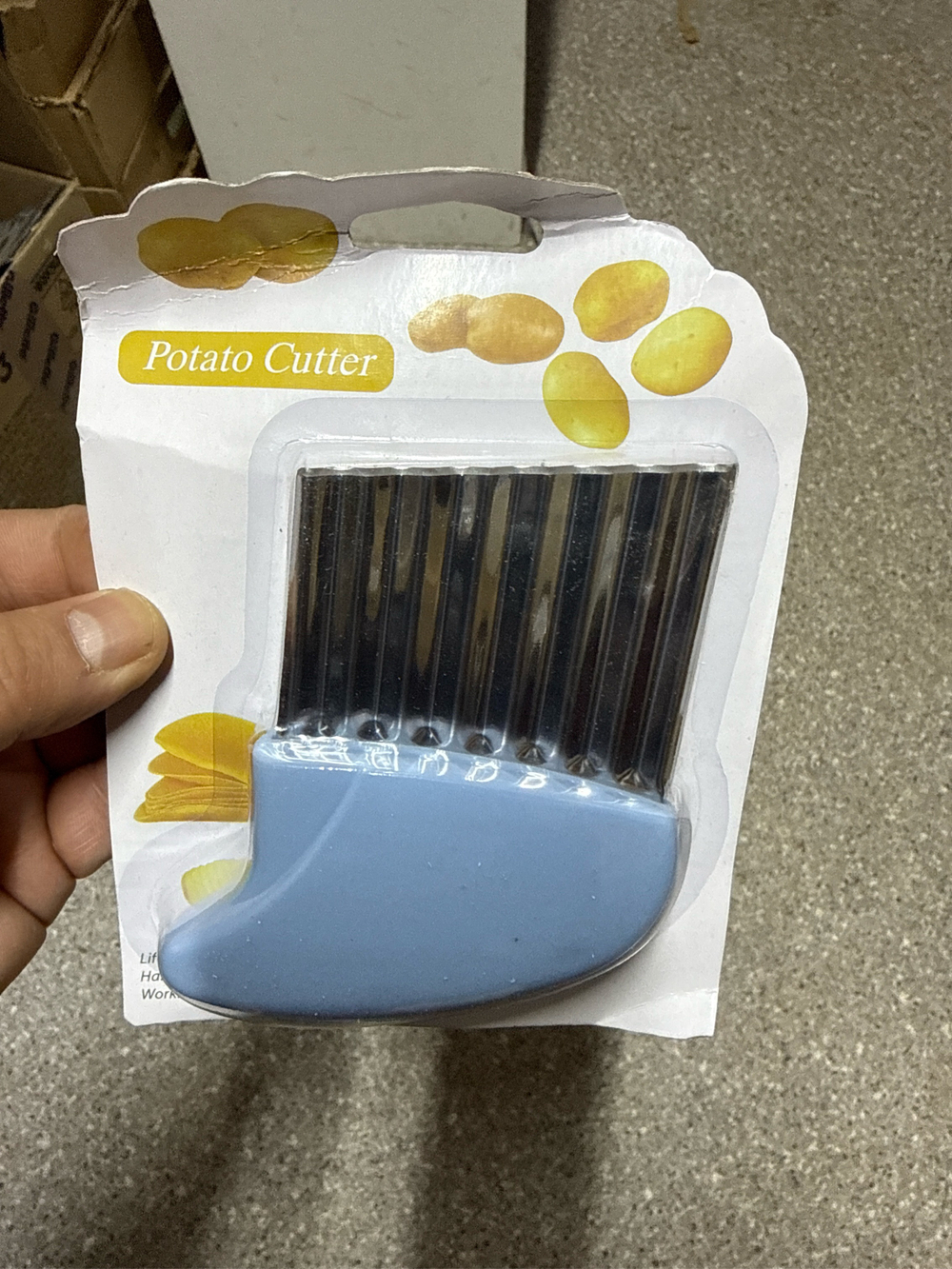 Нож рефленный для картошки пластиковая ручка зеленая