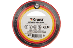 Изолента ПВХ KRANZ 0,13х19 мм, 25 м, красная KR-09-2204