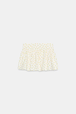 ZARA МИНИ-ЮБКА ИЗ ПОПЛИНА С ЦВЕТОЧНЫМ ПРИНТОМ, ЭКРЮ/ЖЕЛТЫЙ