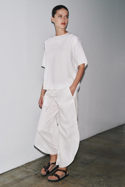 ZARA ЛЬНЯНЫЕ БРЮКИ С РАЗРЕЗАМИ — ZW COLLECTION, БЕЛЫЙ