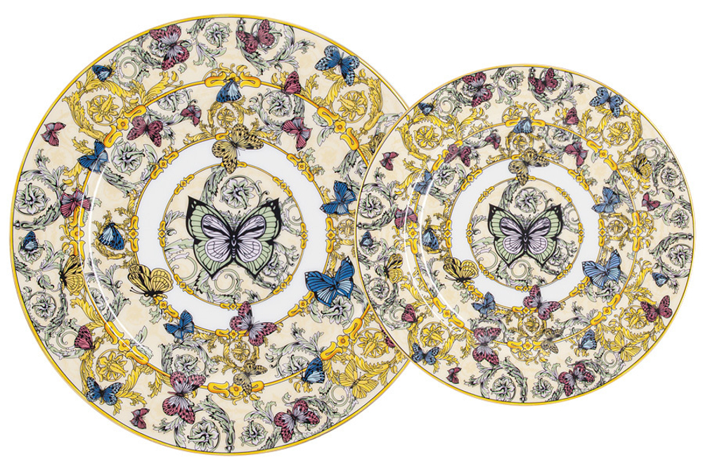 Обеденный сервиз 27 предметов на 6 персон Royal Crown Бабочки rc9-27/1ds-665h-n