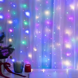 Светодиодная новогодняя гирлянда Intro Holiday INZR-02 занавес 3*3 м мультиколор 240 microled USB | Intro