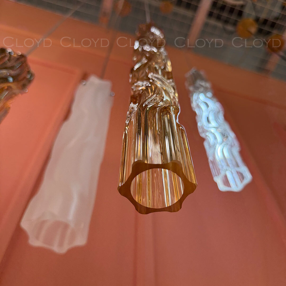 Подвесной светильник Cloyd ICEBERG-B P1 / Ø5 см - латунь - янтарное стекло (арт.11640)