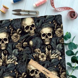 Ткань премиум флис черепа в ночных цветах