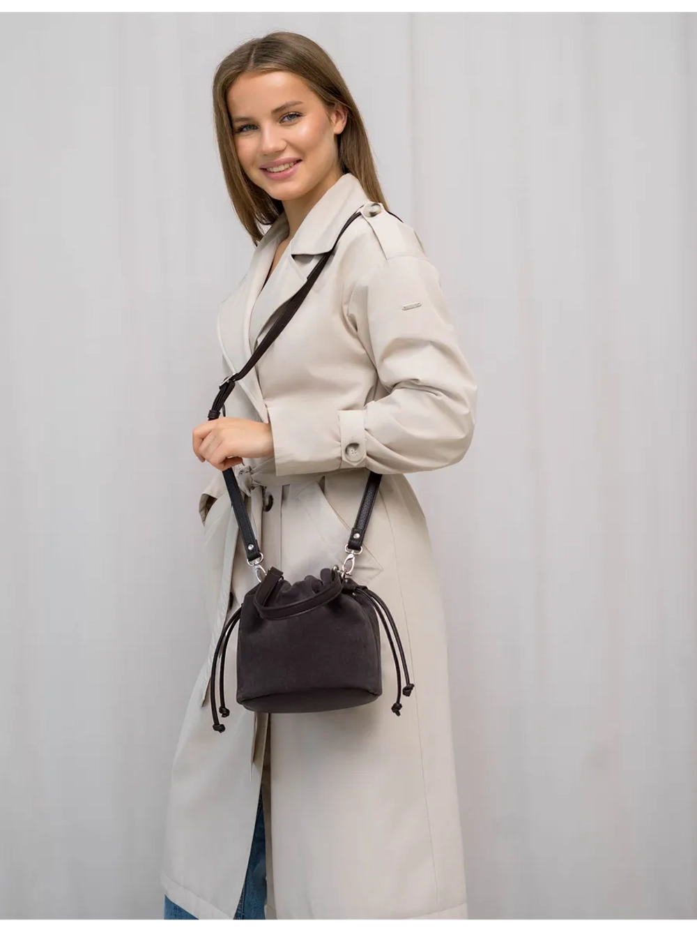 Сумка через плечо маленькая натуральная замша