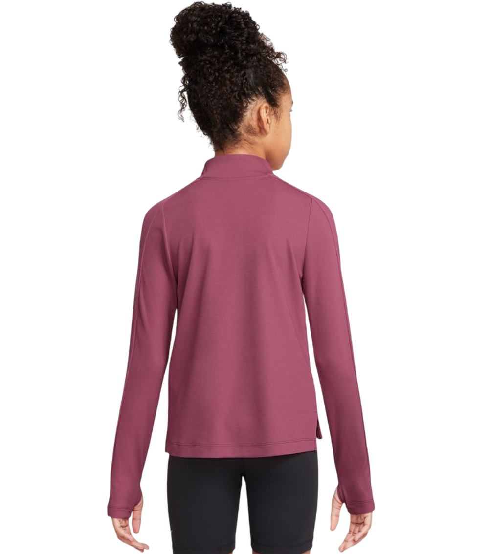 Футболка для девочки Nike Girls Dri-FIT Long-Sleeve 1/4-Zip - sweet beet/white