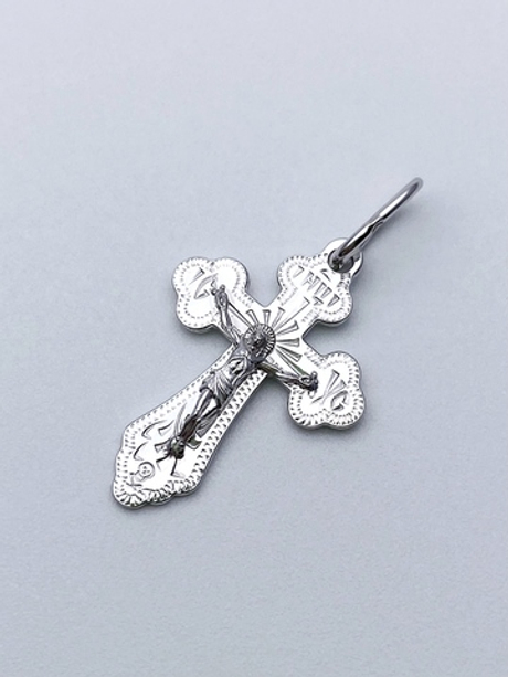 Крест из серебра/Родий/С алмазной огранкой