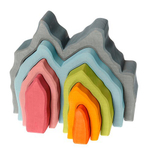 Фантазийная деревянная пирамидка балансир "Пещера голубая", 7 деталей