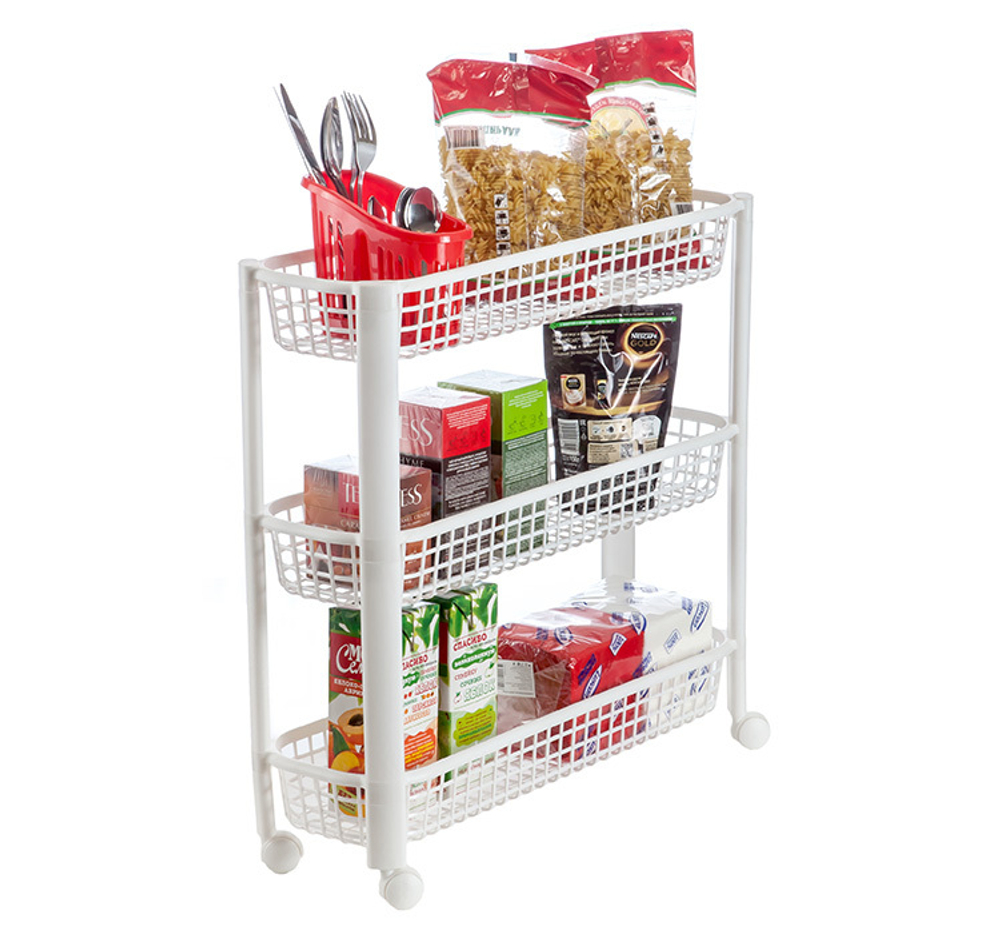 Полка узкая на колёсах (3 секции)