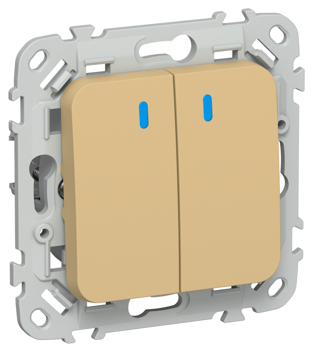 FLITE Выключатель 2-клавишный с индикацией 10А ВС12-1-1-ФлШм шамуа IEK