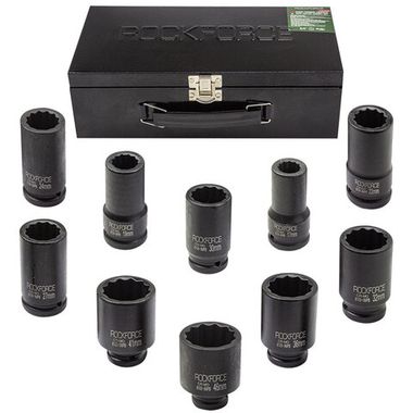 Набор головок ударных глубоких 3/4''10пр. (12гр.) (17,19,22,24,27,30,32,36,41,46мм) RockForce##Rock FORCE RF-6108-9MPB