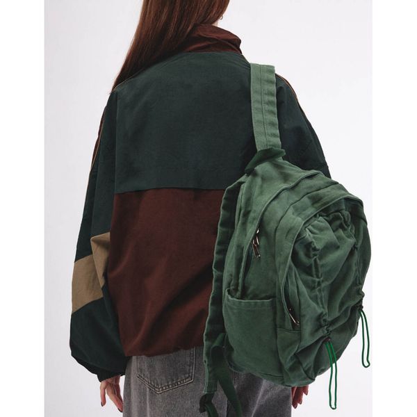 Рюкзак хлопковый зеленый - фото 3