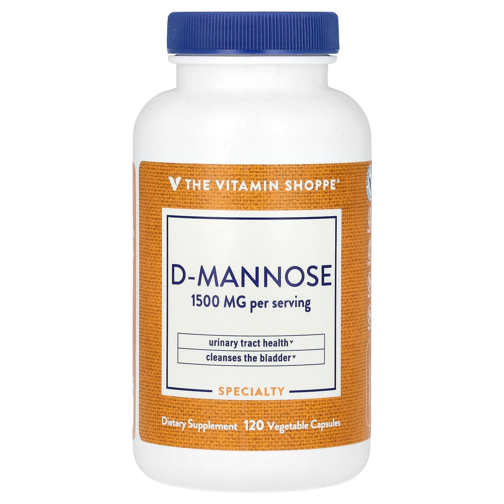 The Vitamin Shoppe, D-манноза, 1500 мг, 120 растительных капсул (500 мг в 1 капсуле)