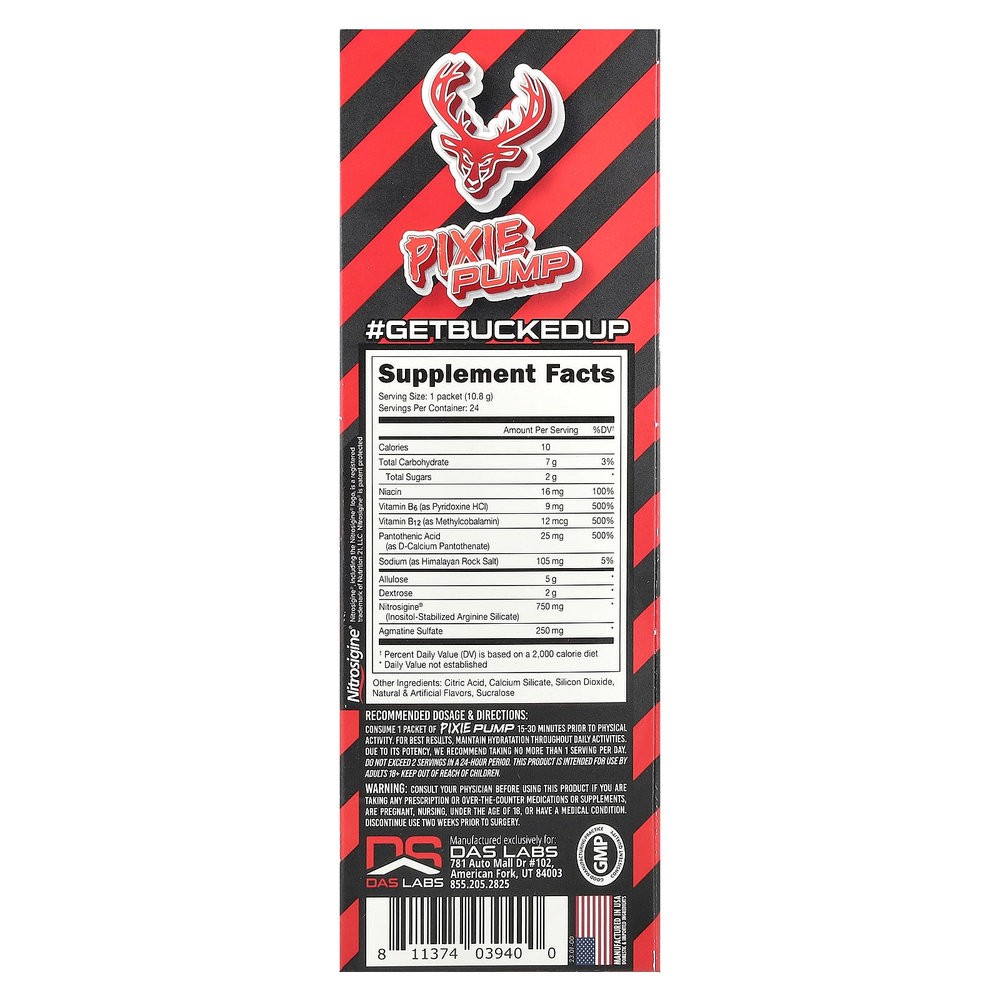 Bucked Up, Pixie Pump, Blood Raz, 24 палочки по 10,8 г (0,38 унции)