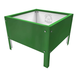 Клумба квадратная оцинкованная 1 ярус  RAL 6002 Зеленая листва