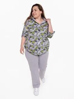 Брюки домашние женские, цвет серый меланж, размер 48