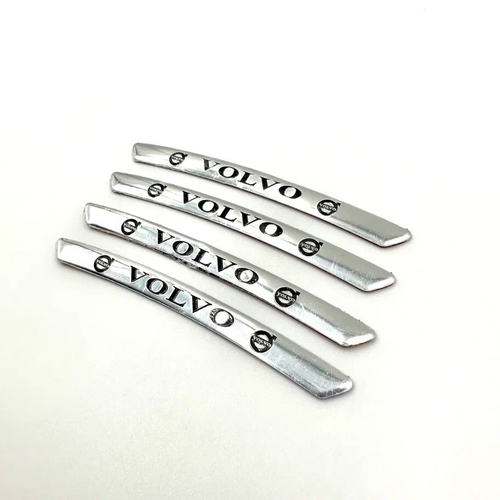 Наклейки Volvo черные объемные пластик (шильдик Вольво, 9х0,8см). Серебристые с черной надписью и лого Вольво - 4шт в комплекте