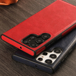 Чехол из мягкой искусственной кожи красного цвета для смартфона Samsung Galaxy S23 Ultra