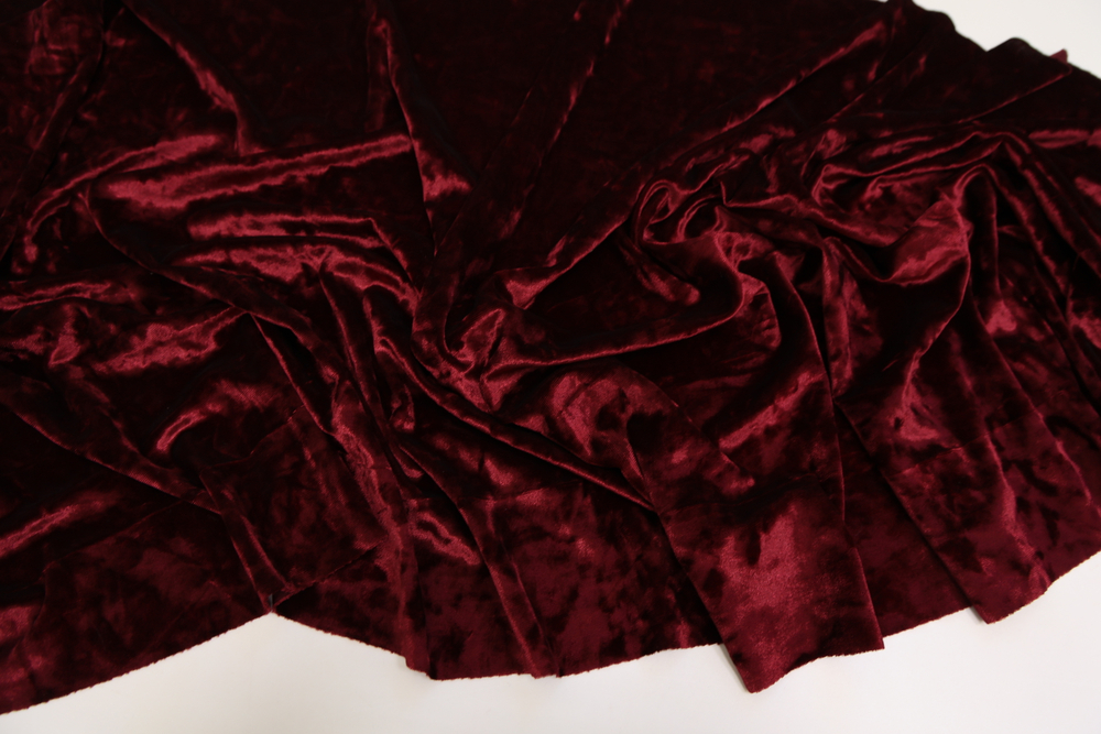 Бархат стрейч мрамор бордовый