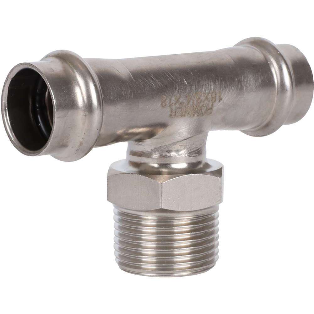 ROMMER Тройник с НР 18x3/4" из нержавеющей стали прессовой
