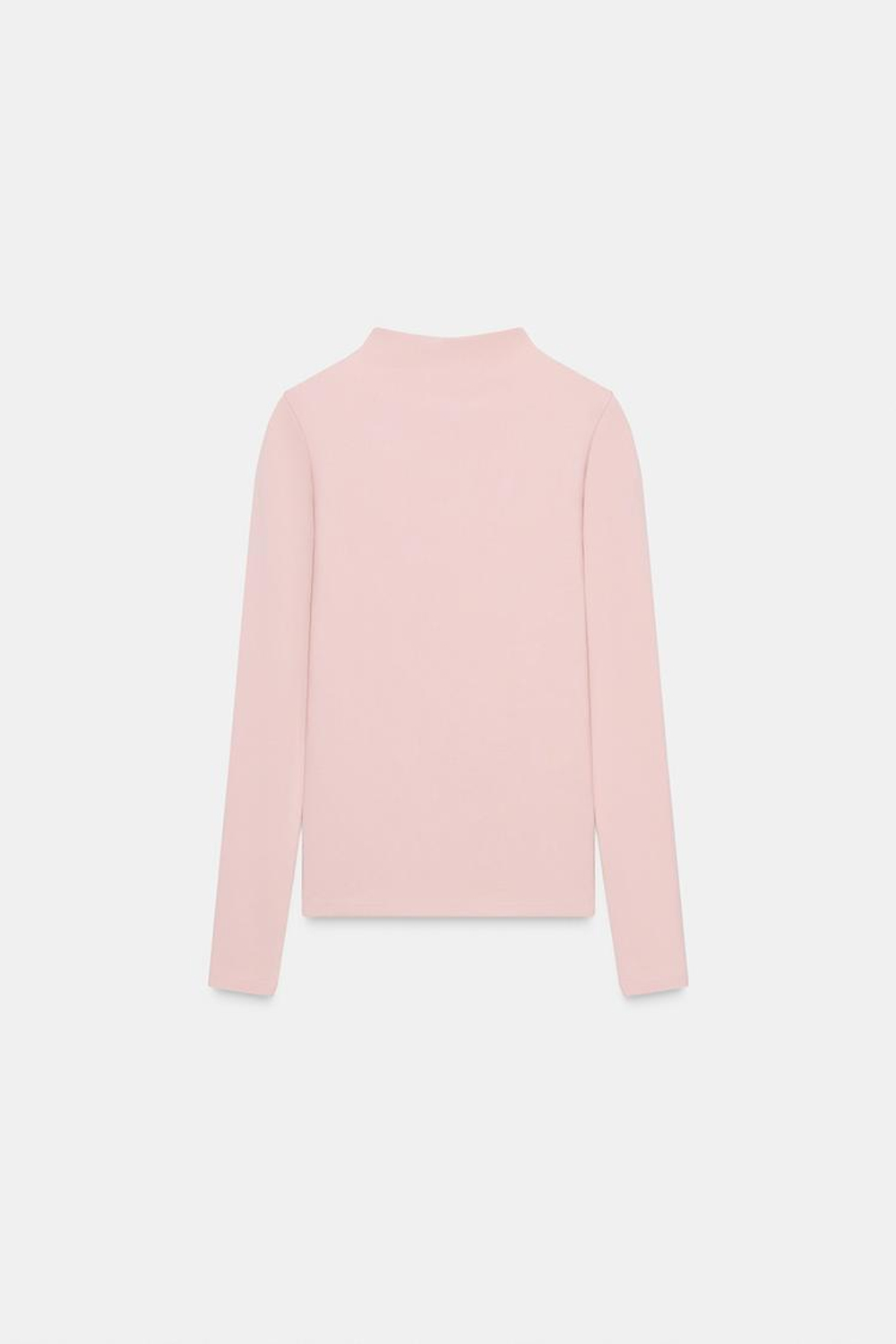 ZARA ФУТБОЛКА С ВЫСОКИМ ВОРОТНИКОМ, ПУДРОВО-РОЗОВЫЙ