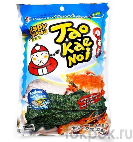 Снеки из морских водорослей со вкусом морепродуктов TAO KAE NOI, 32 гр
