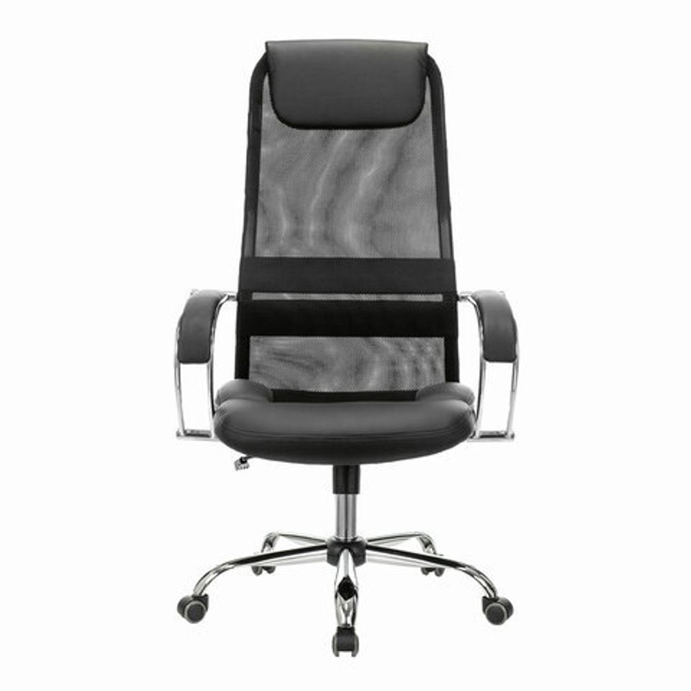 Кресло офисное BRABIX PREMIUM "Stalker EX-608 CH", хром, ткань-сетка/кожзам, черное, 532091