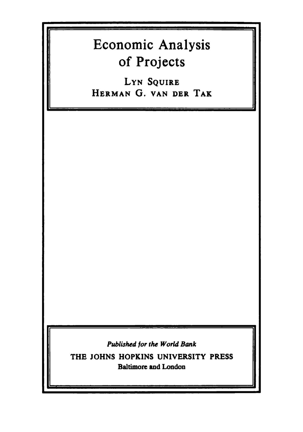 Economic Analysis of Projects | Lyn Squire; Herman G. van Der Tak