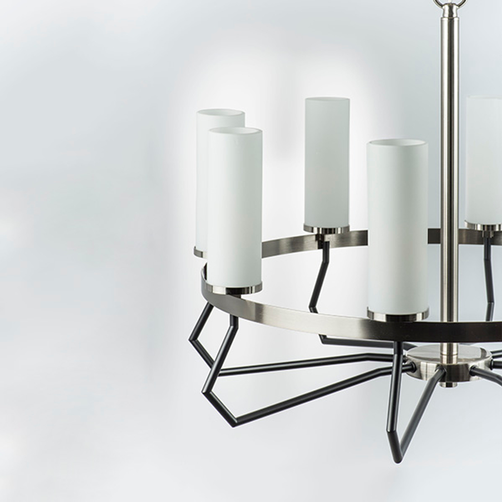 723085 Люстра FLUME 8х40W E14 ЧЕРНЫЙ МАТОВЫЙ/НИКЕЛЬ