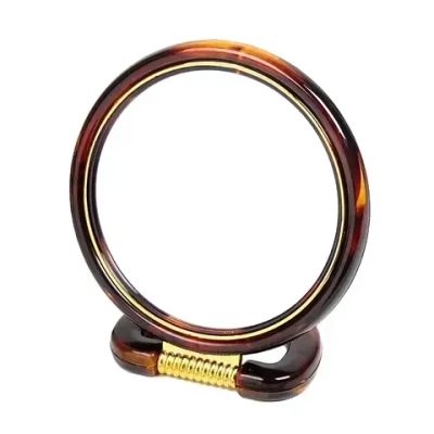 Зеркало настольное двухстороннее в пластиковой оправе «Янтарь» круг, подвесное d-15см