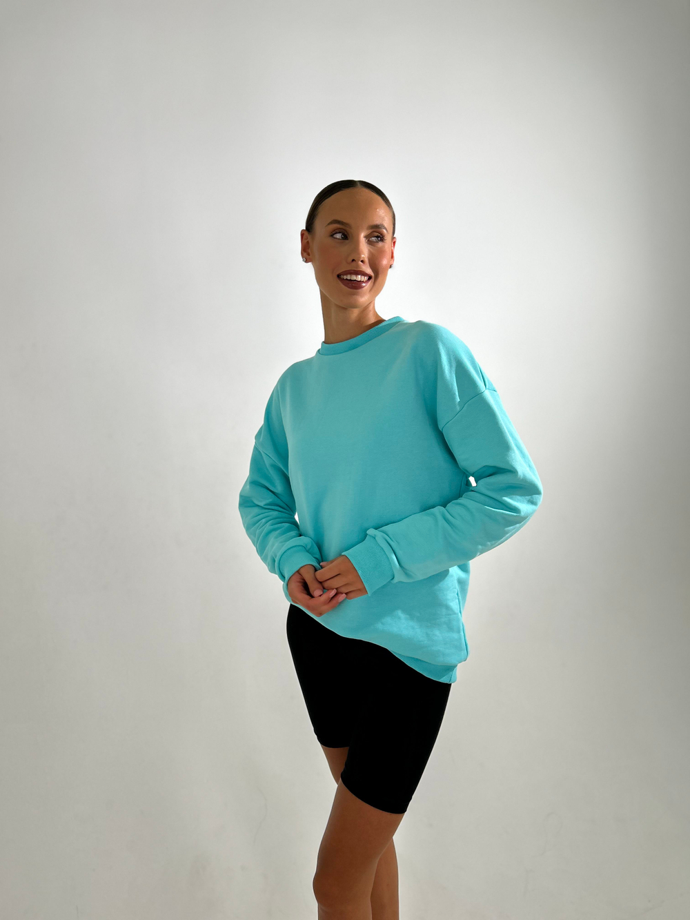 Свитшот женский оверсайз хлопок толстовка с начесом