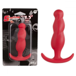 Красная анальная пробка с волнообразным рельефом - 13 см. (Цвет: красный)