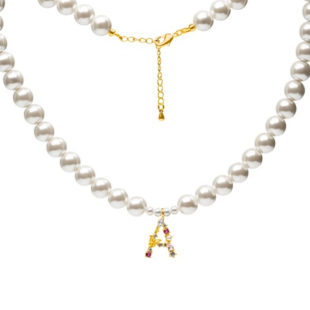 Чокер из Майорки с буквой A, gold