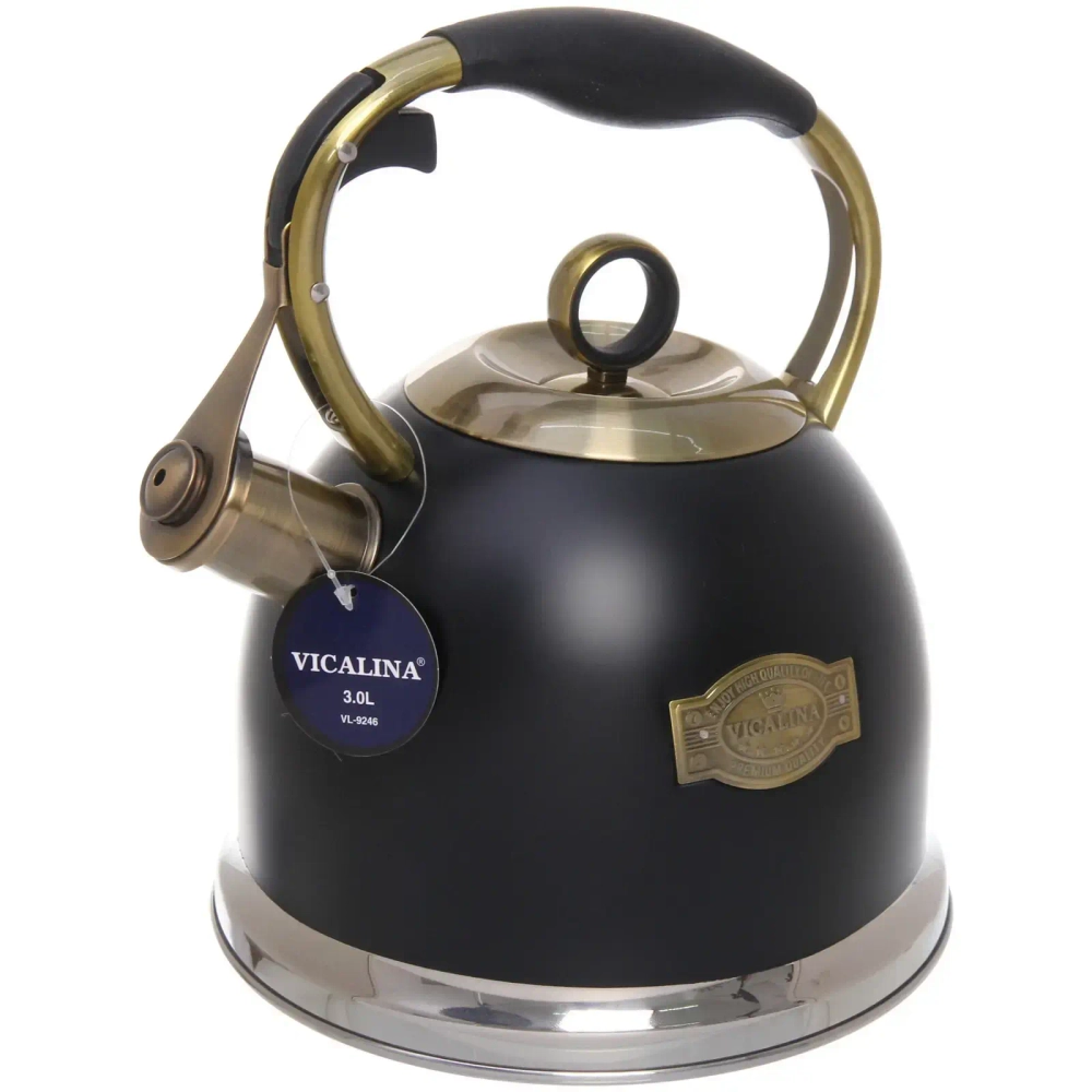 Чайник из нержавеющей стали 3л «Vicalina» Винтаж черный VL-9246