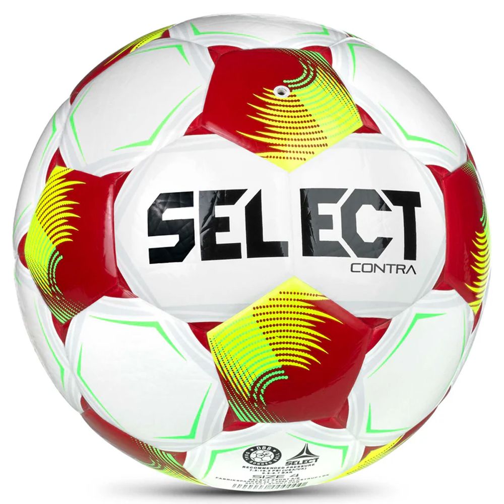 Мяч футб. SELECT Contra DB V26, 0854171012, р.4, FIFA Basic, 32 пан, ПУ, гибрид.сш, бело-желто-красн