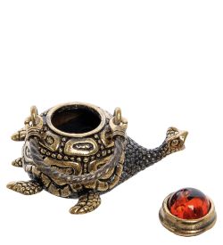 Народные промыслы AM-2245 Фигурка «Чайник Черепаха» (латунь, янтарь)