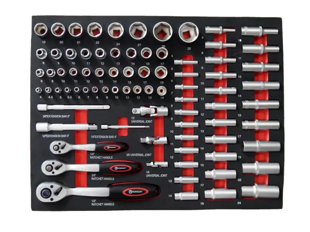 Набор инструментов 80пр. 1/4'', 3/8'', 1/2''(6гр.) в ложементе FORCEKRAFT FK-K4802-5
