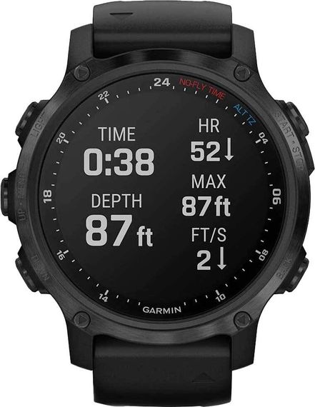 Умные часы - дайвинг компьютер Garmin Descent MK2s угольно-серый корпус с DLC-покрытием, черный силиконовый ремешок