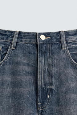 ZARA ДЖИНСЫ СВОБОДНОГО КРОЯ С ПЕРЕКРУЧЕННЫМ ШВОМ, ВЫЦВЕТШИЙ СИНИЙ