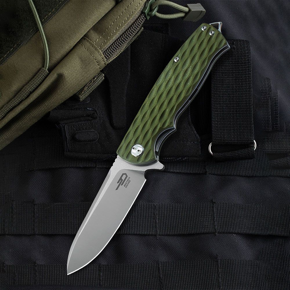 Нож туристический Bestech Grampus сталь D2, рукоять G10 зеленая