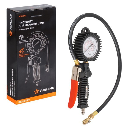 Пистолет для подкачки шин с манометром-шланг 12 Атм. INDUSTRY (AIRLINE)