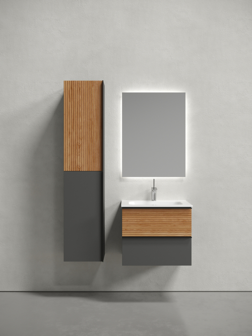 Тумба с раковиной Sancos Delta 60 см DL60GR дуб красный / графит