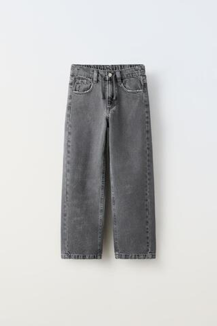 ZARA ДЖИНСЫ BARREL СО ШНУРКОМ, СЕРЫЙ