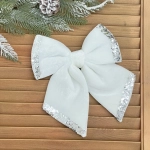 Бант на ёлку «Блеск» 20*25 см, микс (белый/молочный)