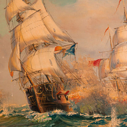 Винтаж: Картина «Морской Бой»