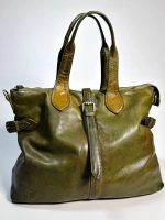 Женская премиальная горчично-оливковая сумка из натуральной кожи "Венеция"